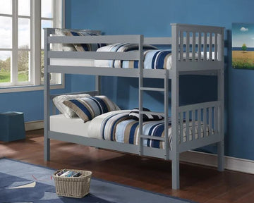 GREY SOLID WOOD BUNK BED - (TWIN/TWIN)