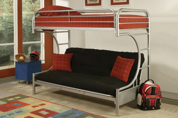 Grey Single Futon Metal Bunk Bed