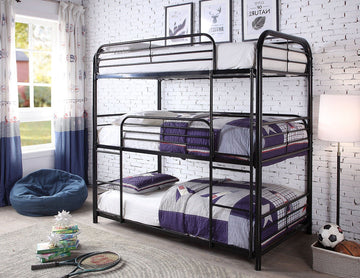 BLACK METAL TRIPLE TWIN BUNK BED