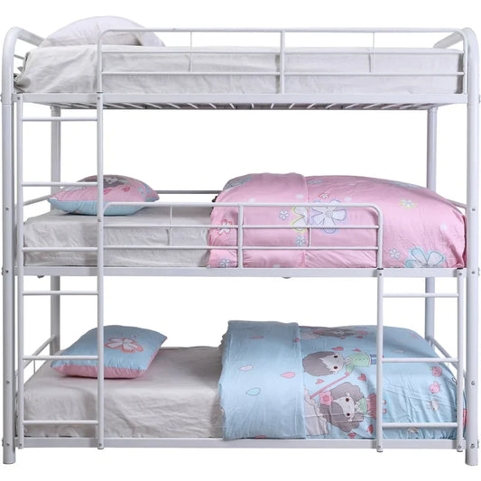 WHITE METAL TRIPLE TWIN BUNK BED