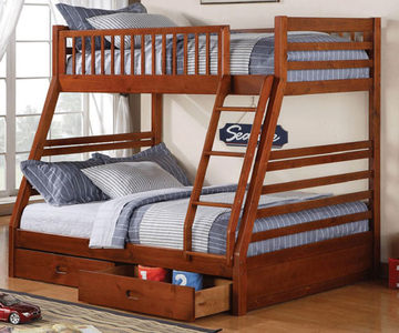 SOLID WOOD BUNK BED WITH STORAGE DRAWERS - TWIN/FULL