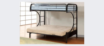 Black Single Futon Metal Bunk Bed