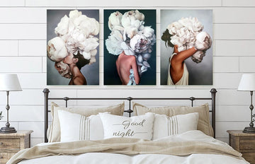 PEONIES FLOWER GIRL WRAPPED CANVAS - SET OF 3 PANELS