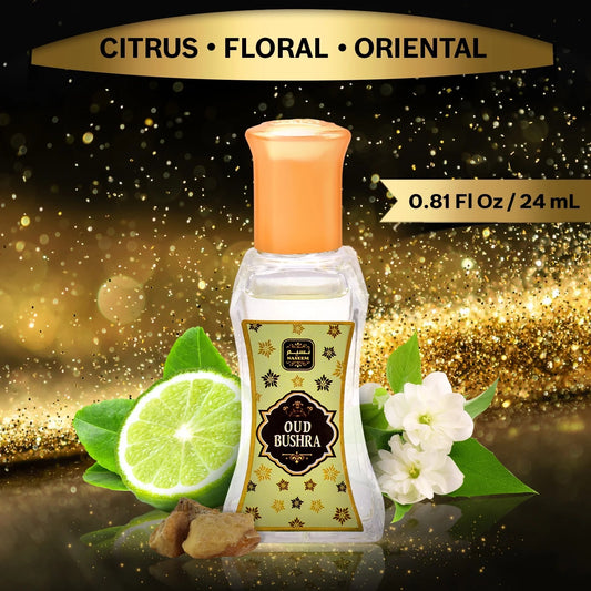Oud Bushra 24 mL Perfume Oil Roller Citrus Floral Oud Musk Unisex Perfumes by Naseem
