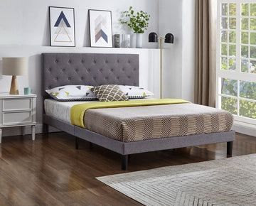 Grey - Adjustable Headboard Platform Bed