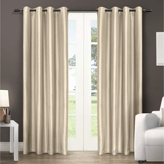 Curtains ~ Chatra Grommet Top Panel, Bone, 54" x 96", 2 Piece by Exclusive Home - GetSetHome Store