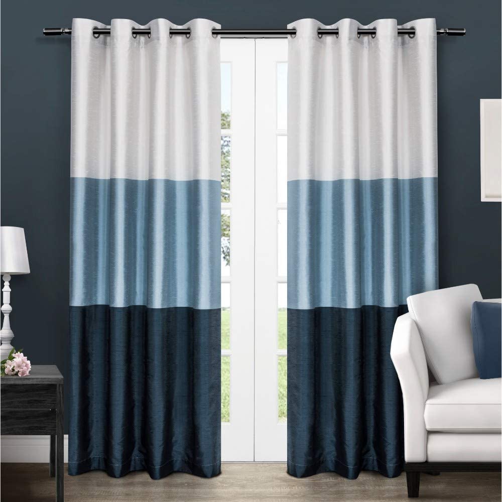 Curtains ~ Chateau Grommet Top Panel Pair, Indigo, 54" x 84", 2 Piece by Exclusive Homes - GetSetHome Store