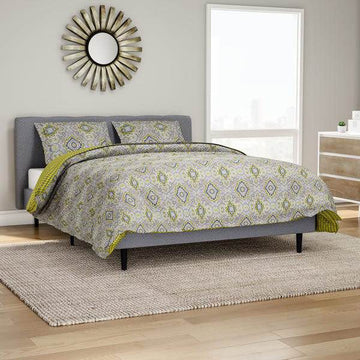 Queen ~ 3 Piece  City Scene Milan Reversible Duvet Cover Set, Yellow - GetSetHome Store