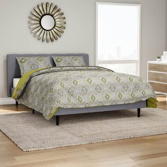 Queen ~ 3 Piece  City Scene Milan Reversible Duvet Cover Set, Yellow - GetSetHome Store