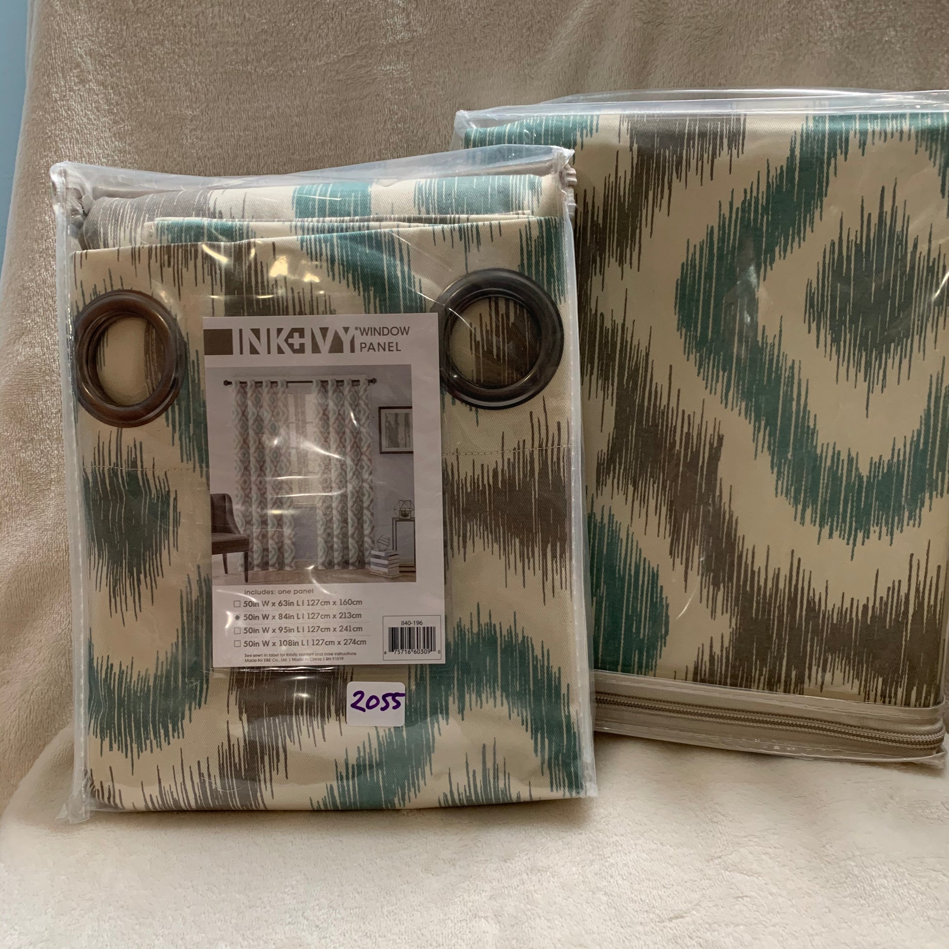 Curtains - Letchworth Ikat Semi-Sheer Grommet Curtain Panel ( set of 2), Aqua - GetSetHome Store