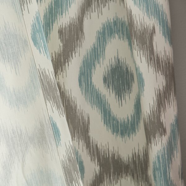 Curtains - Letchworth Ikat Semi-Sheer Grommet Curtain Panel ( set of 2), Aqua - GetSetHome Store