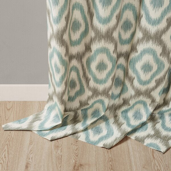 Curtains - Letchworth Ikat Semi-Sheer Grommet Curtain Panel ( set of 2), Aqua - GetSetHome Store