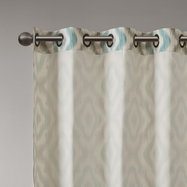 Curtains - Letchworth Ikat Semi-Sheer Grommet Curtain Panel ( set of 2), Aqua - GetSetHome Store