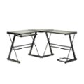 Walker Edison - L-Shaped Modern Glass Corner Computer Desk - Black Clear - GetSetHome Store