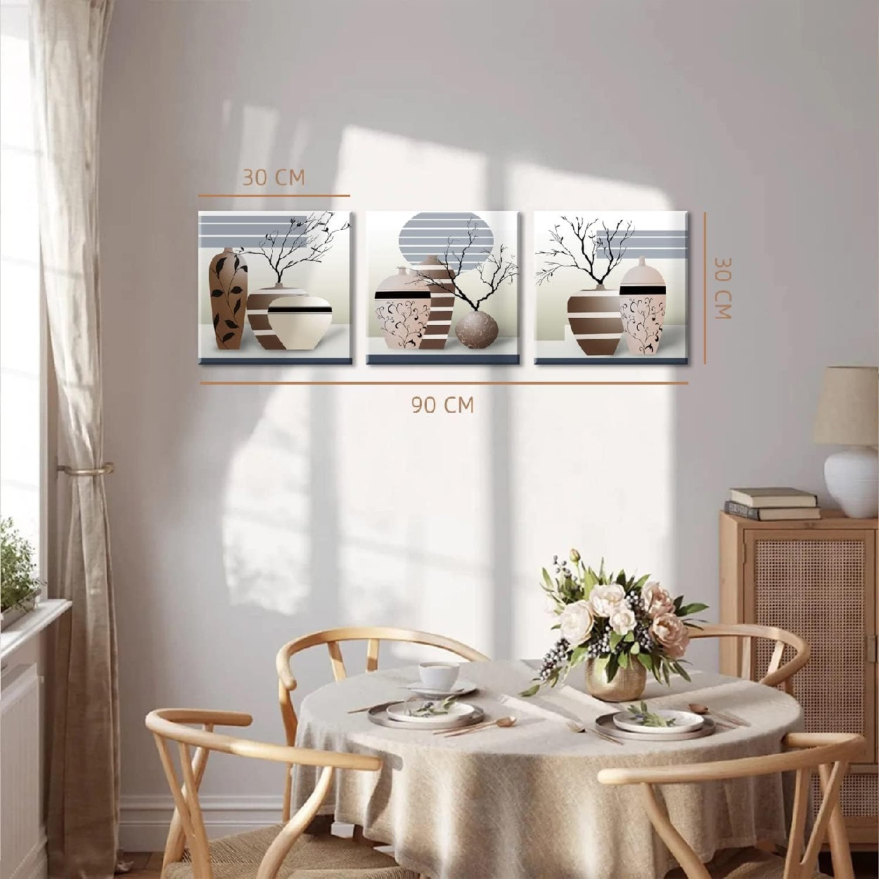 Vases Stretched Canvas Wall Art (12"x12" x3p)