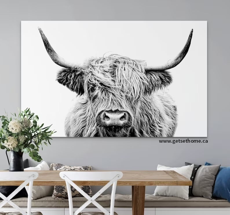 Highland Cow Canvas , Scottish Highland Cattle, Hight Quality Ready to Hang