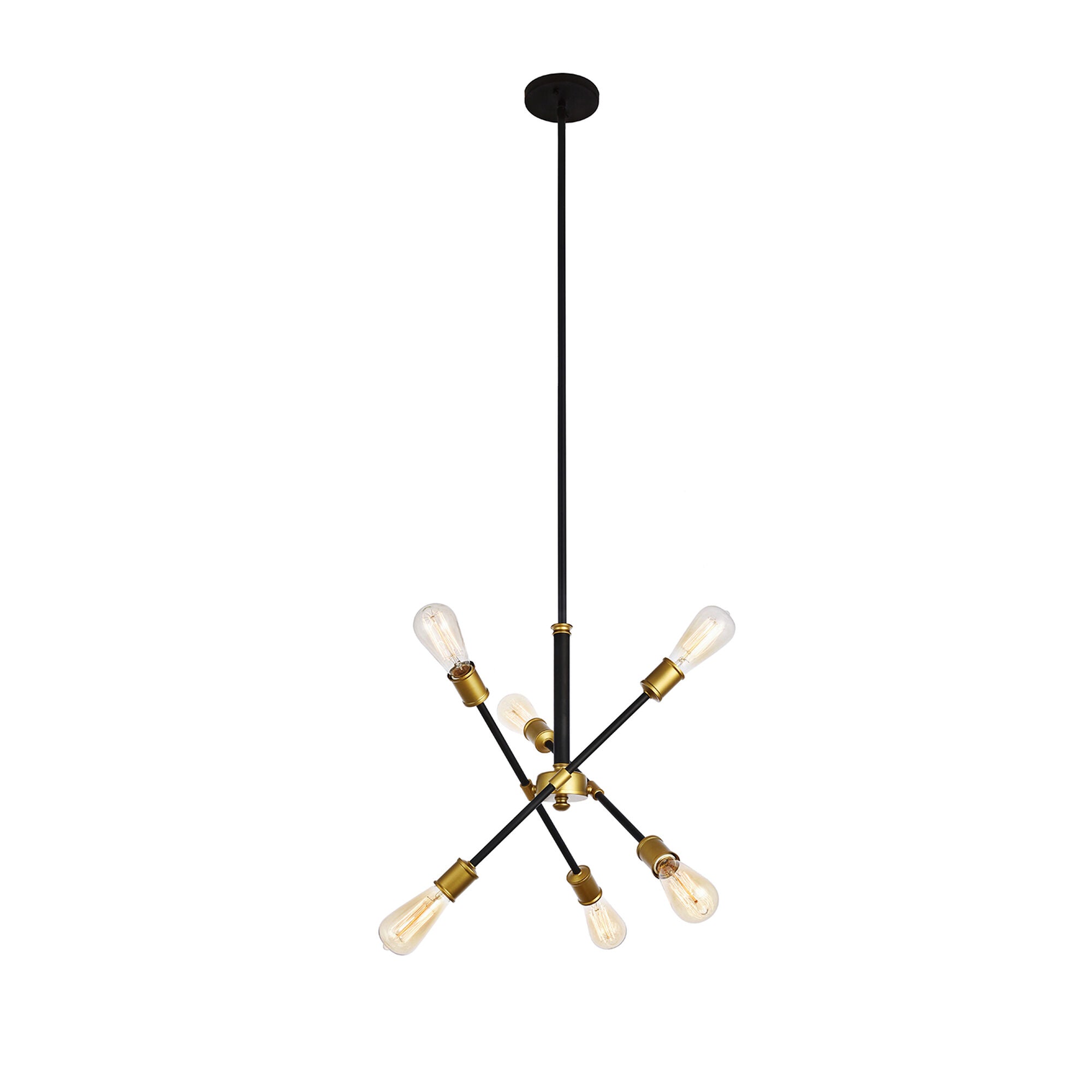 Axel Black and Brass 17-Inch Six-Light Pendant