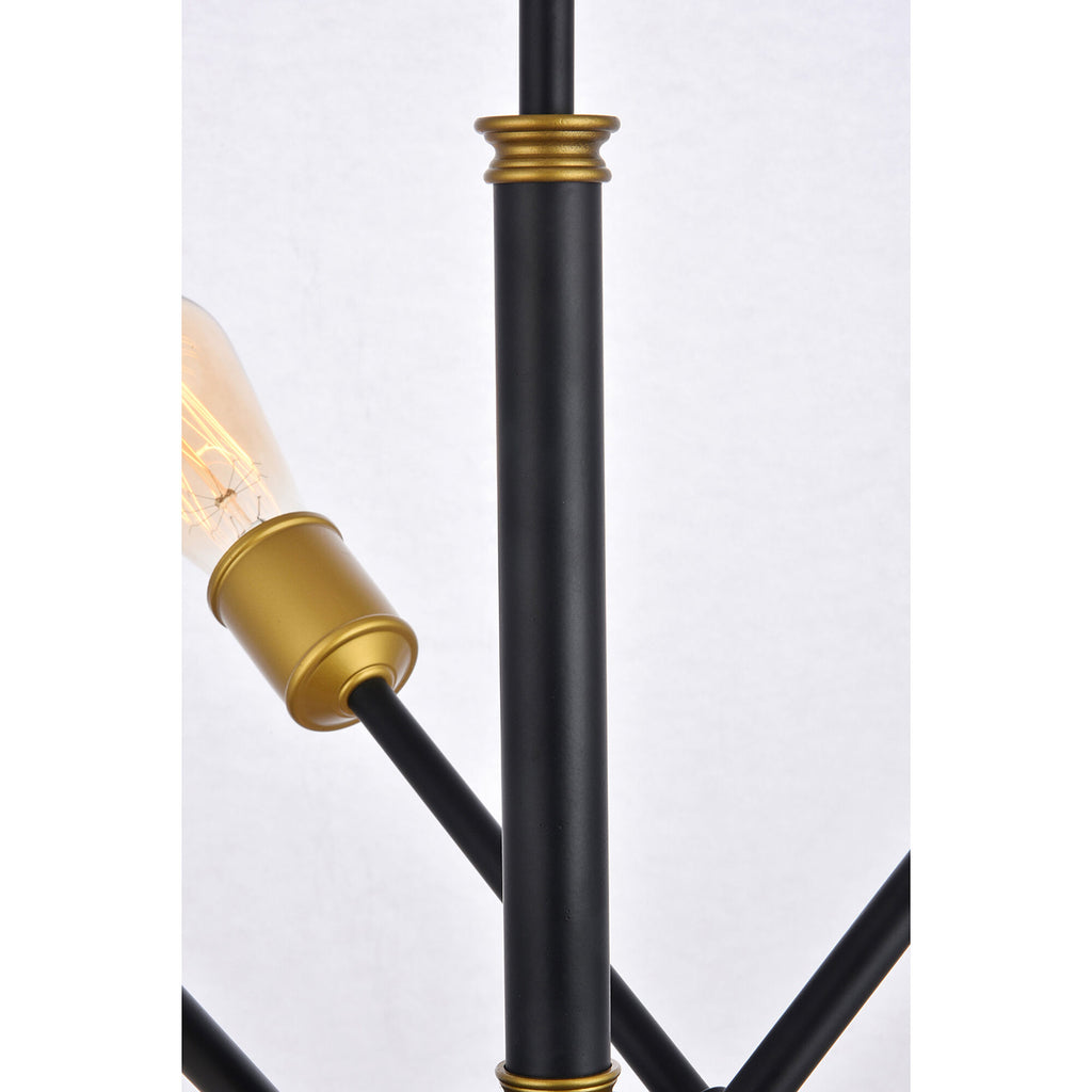 Axel Black and Brass 17-Inch Six-Light Pendant