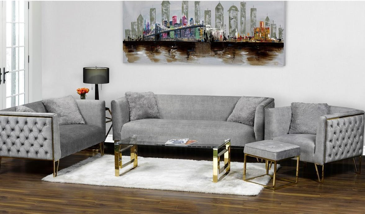 AURA SOFA SERIES - GREY/GOLD METAL