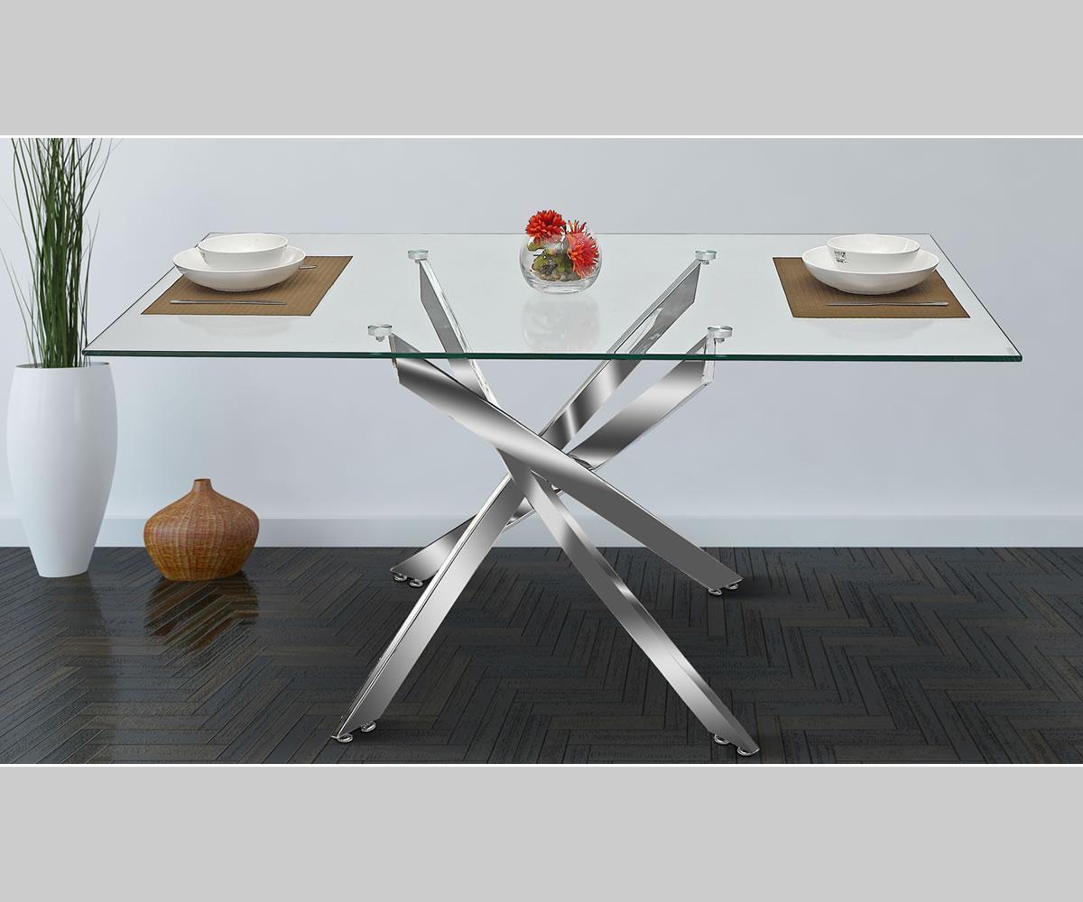 Glass Top Dining Table with Chrome Base