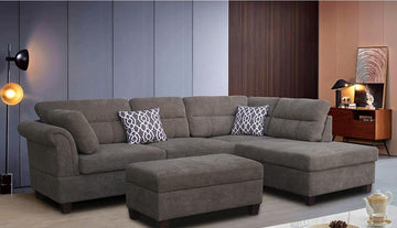 ANCHOR SECTIONAL SOFA WITH OTTOMAN - BROWNISH GREY