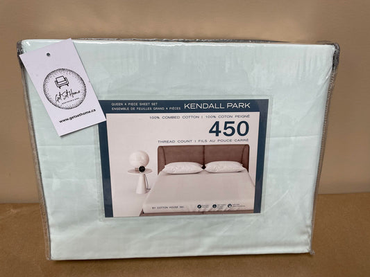 KENDALL PARK COTTON SHEET SET - QUEEN (MINT)