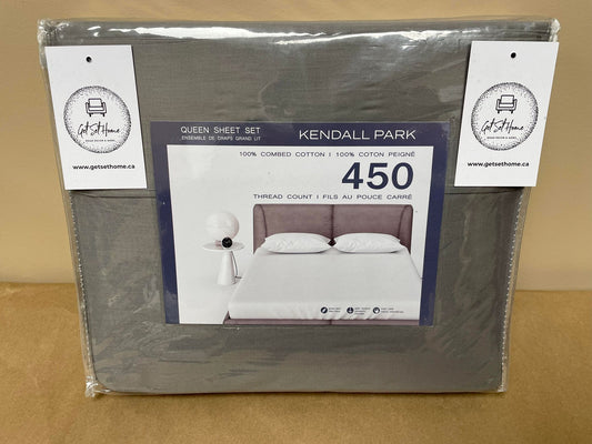 KENDALL PARK COTTON SHEET SET - QUEEN (GREY)