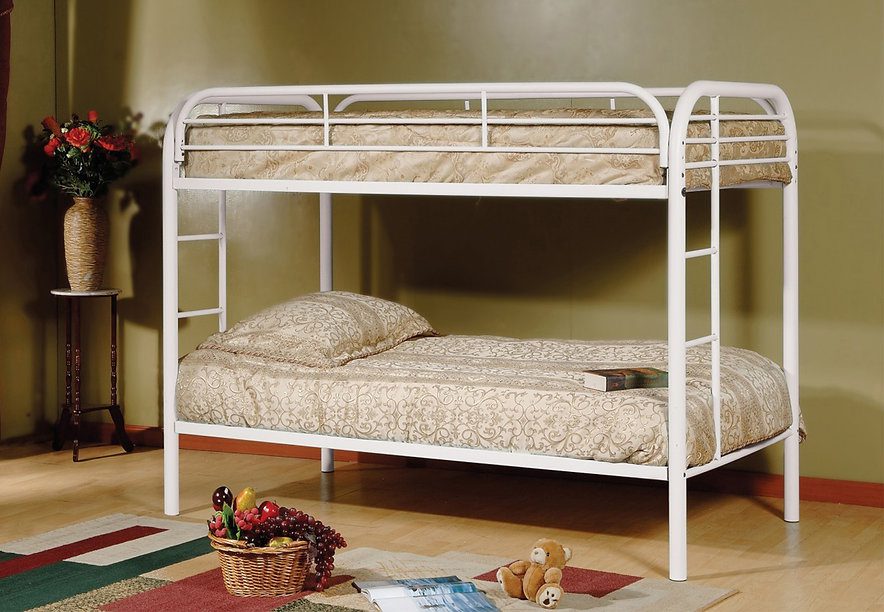 White Metal Bunk-Bed