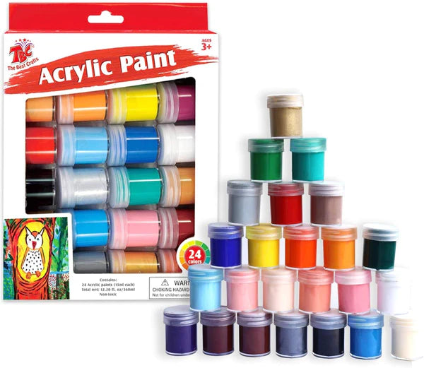 TBC THE BEST CRAFTS  24 Colors Acrylic Paint Jar Set (0.5 oz/ 15 mL each)