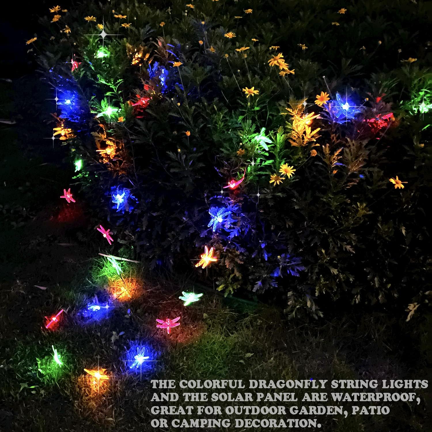 Outdoor Dragonfly Solar String Lights, 30LED 21ft