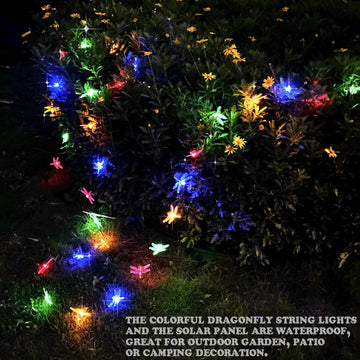 Outdoor Dragonfly Solar String Lights, 30LED 21ft