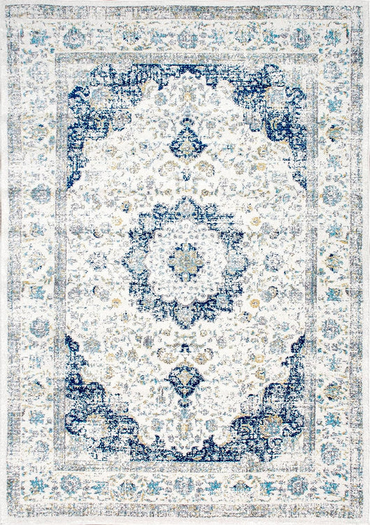 NULOOM VERONA VINTAGE PERSION LOOK AREA RUG 8' X 10" -BLUE/IVORY