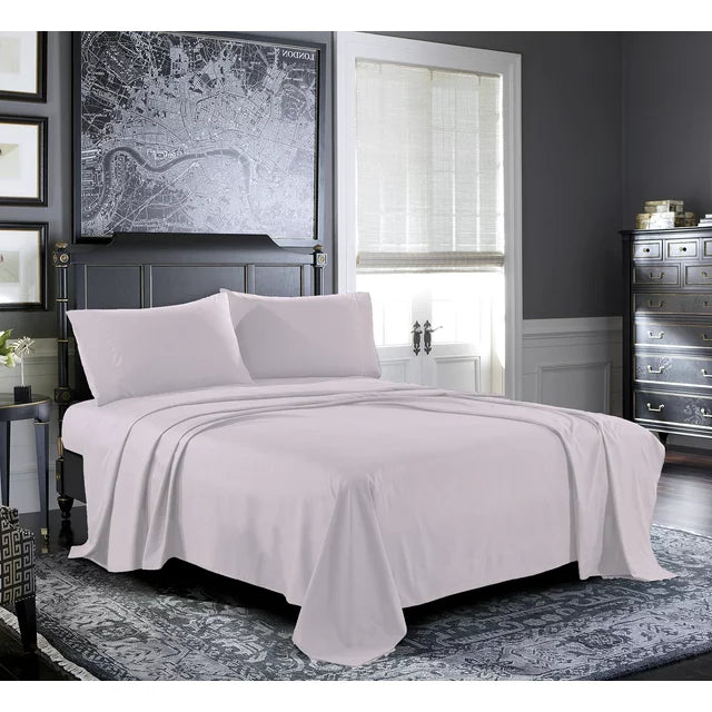 SWISS COLLECTION COTTON SHEET SET - QUEEN (LILAC)