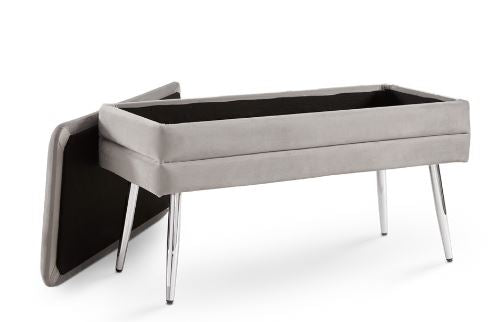 ENYA STORAGE BENCH -  GREY VELVET BY XCELLA