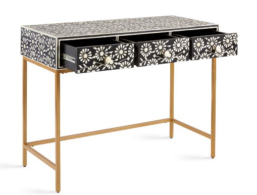 AUGUSTINE BONE INLAY CONSOLE TABLE BY XCELLA - BLACK & WHITE