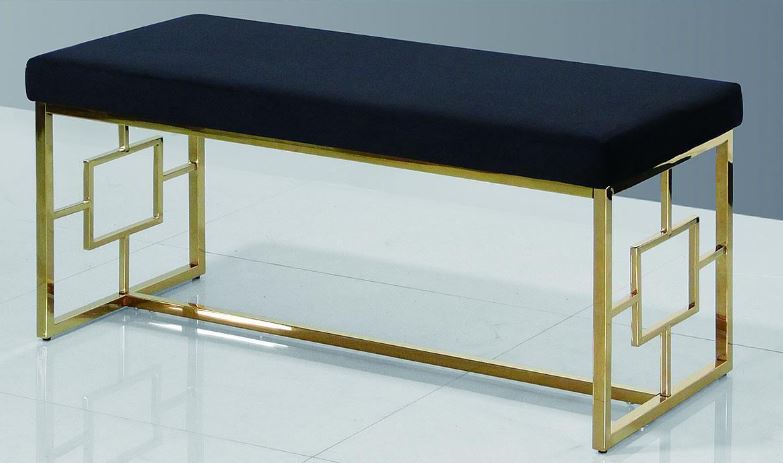 GLAM METAL BENCH - BLACK/GOLD