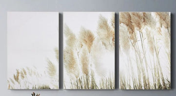 PAMPAS GRASS LANDSCAPE IN NEUTRAL TONES FRAMED PRINT ON CANVAS - 60" x 32" x 1.5"