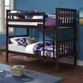 Espresso Solid Wood Bunk Bed - (TWIN/TWIN)