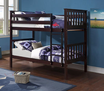 ESPRESSO SOLID WOOD BUNK BED - (TWIN/TWIN)