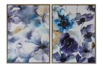 FRAMED FLORAL CANVAS WALL ART (VIOLA) - SET OF 2