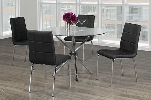 5 Pieces Laura Dining Set - Black Chairs