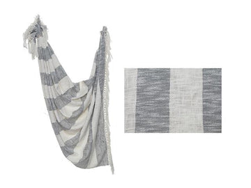 Grey Striped Cotton Slub Throw