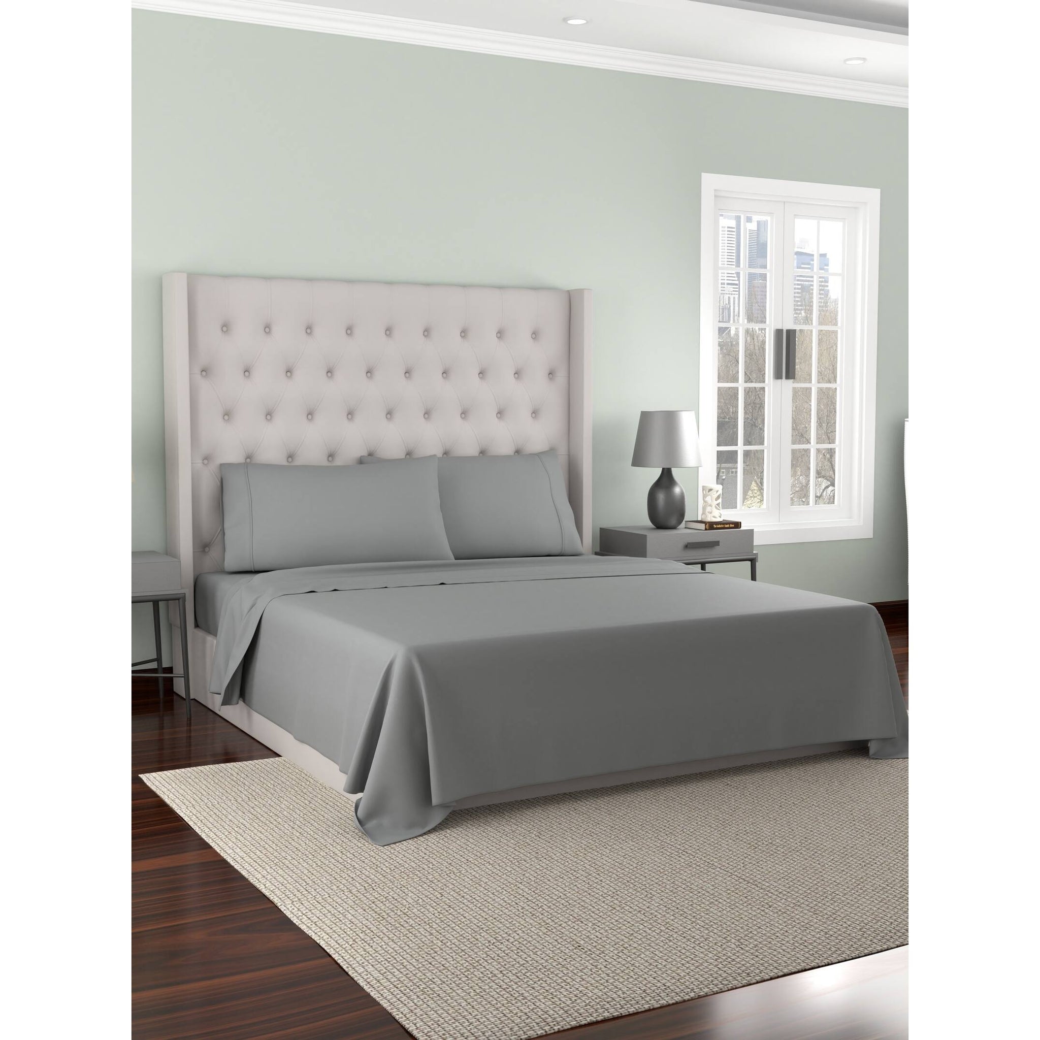 KATHY IRELAND 300 TC 4 PIECE COTTON SHEET SET - QUEEN (LINEN)