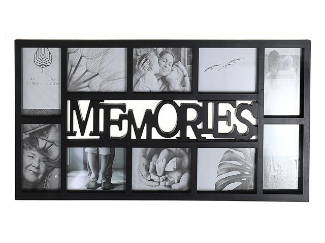 BLACK COLLAGE FRAME - MEMORIES (10 PHOTO SLOTS FOR SIZE 4X6)