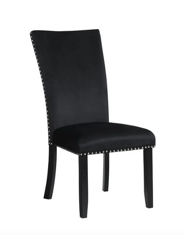 Soft Black Velvet Fabric Chair (2PC)