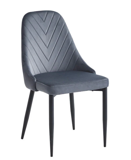 Dark Grey Velvet Design Chairs (6PC)