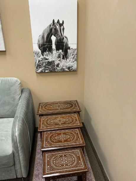 Rosewood Nesting Tables with traditional Inlay - Set of 4