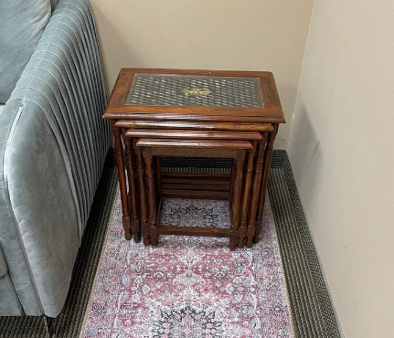 Rosewood Nesting Tables with glass top - Set of 4