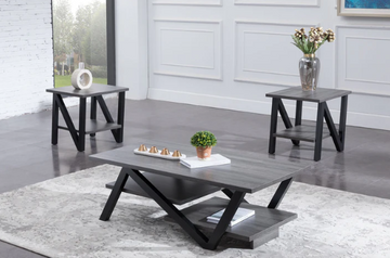 IF-3501 3pcs Grey Wooden Coffee Table w/ Shelves