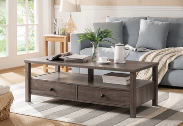 IF-3221 Grey Wood Coffee Table w/ Storage Drawers